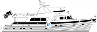 Outer Reef 820 Cockpit Motoryacht illustration