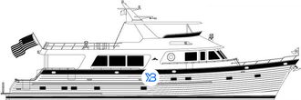 Outer Reef 820 Cockpit Motoryacht illustration