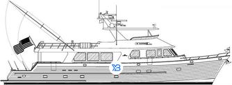 Outer Reef 860 Cockpit Motoryacht illustration