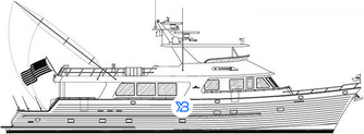 Outer Reef 860 Cockpit Motoryacht illustration