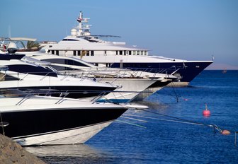 luxury yachts in marina