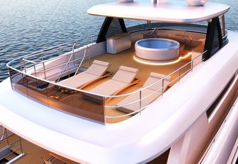 A digital impression of a sundeck on board a Johnson luxury yacht