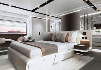 The Owner's cabin take up the full beam and, like every other cabin, has an en-suite and wardrobe.