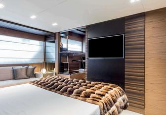 Owner's stateroom on a Ferretti 670 yacht