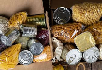 canned food pasta beans box