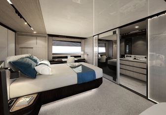 A guest stateroom on board an Azimut yacht for sale