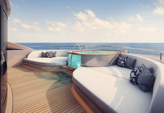 A swimming pool on board a new Benetti yacht for sale