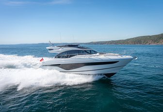 Princess S62 underway, surrounded by sea.