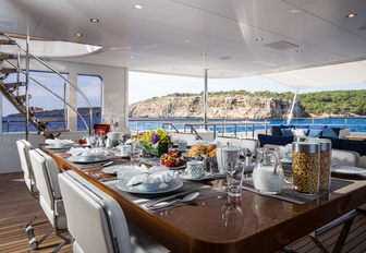 table set for breakfast on superyacht