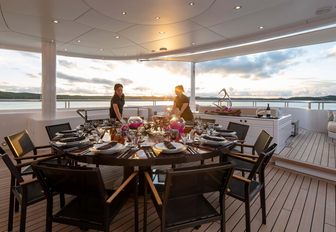 table setting on aft deck two stews setting dining table