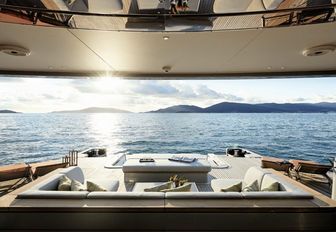 View out to beach club on Benetti Oasis 40M