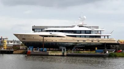 55m Amels 180 Superyacht Amigos Arrives at Royal Balk Shipyard for Major Refit