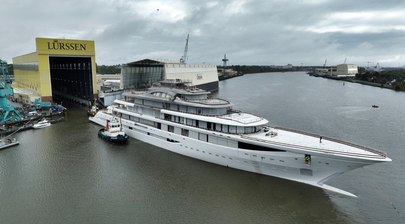 First Look: 146m Superyacht Project Defy by Lürssen Emerges for the First Time