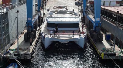 First 31m VisionF 101 Yacht Launched - Its Largest Aluminum Catamaran Yet 
