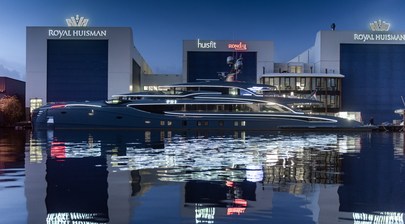 Record-breaking superyacht PHI delivered with laser light display