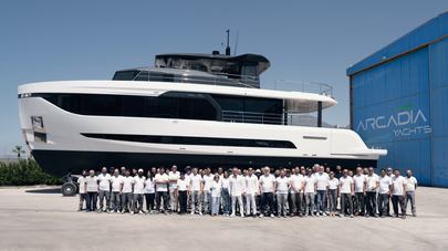 WATCH: Second Arcadia A80 Motor Yacht Launched as Owner-Customised Model Enters the Water