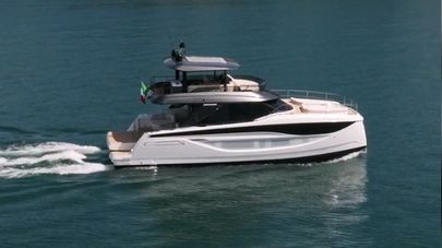 VIDEO: Prestige M7 Catamaran Makes First Appearance in Italy Ahead of Cannes Debut