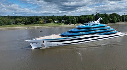 Watch: Lürssen’s 134m Deep Blue Begins Sea Trials, Captured on Film Leaving Bremen