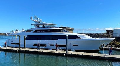 34m Westport 112 yacht hits the water