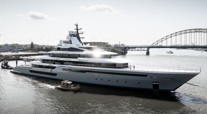 Watch the New 111m Oceanco Superyacht Leviathan Launch: The 50 Shades of Grey Yacht