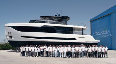 WATCH: Second Arcadia A80 Motor Yacht Launched as Owner-Customised Model Enters the Water