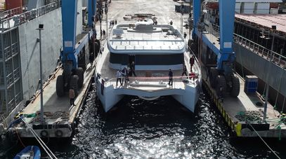 First 31m VisionF 101 Yacht Launched - Its Largest Aluminum Catamaran Yet 