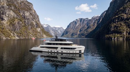 WATCH: New 40m Bearing 130 Superyacht Revealed as First Vector Yacht
