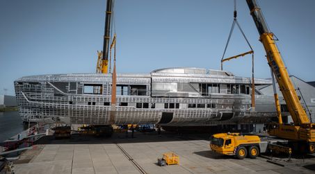 WATCH: 48m Van der Valk Flagship Superyacht Project Zen Reaches Construction Milestone