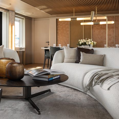 Alia Superyacht Ximena main saloon curved white sofa 