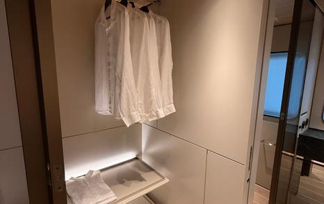 Bluegame-BGX83-Review-owner-cabin-storage-and-hanging-wardrobe