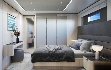 Rendering of Outer Reef 780 Adventure motor yacht cabin