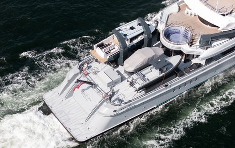 Oceanco superyacht Draak underway stern view 