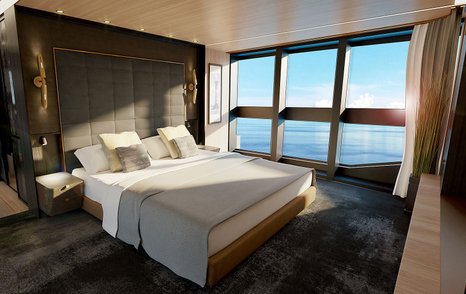 A guest cabin on board a Sunseeker 161 motor yacht