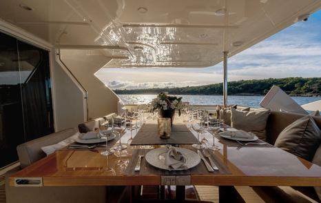Motor Yacht Yvonne aft deck alfresco dining