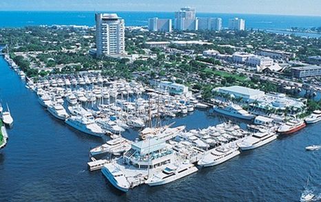 Aerial view of Pier 66 Marina – Fort Lauderdale, surrounded by sea