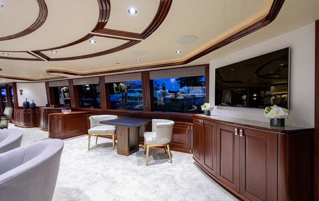 Superyacht Tireless' main saloon seating area