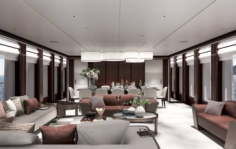 Rendering of Superyacht Pa'lante main saloon 