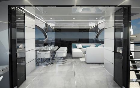 View into interiors of OTAM yacht