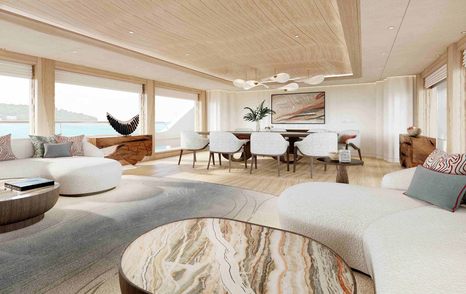 Superyacht QU2 main salon rendering