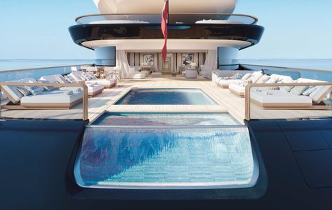 Large swimming pool onboard Breakthrough Yacht