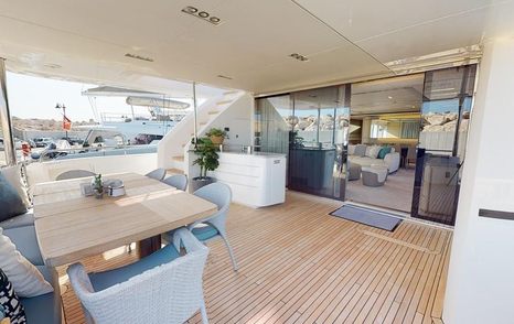 Princess motor yacht Adromelia aft deck dining area 