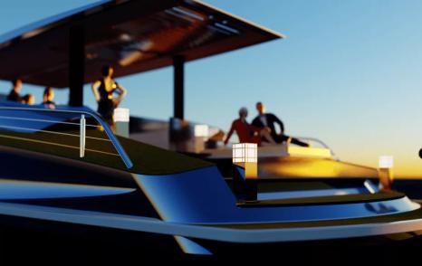 People relaxing on bow of Nick Stark Design concept