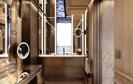 En suite facility with large sink unit onboard superyacht RAJA²