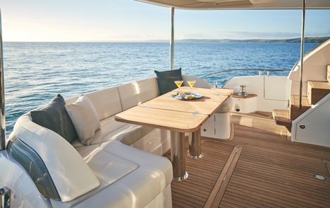 Princess Y72 motor yacht aft deck alfresco dining