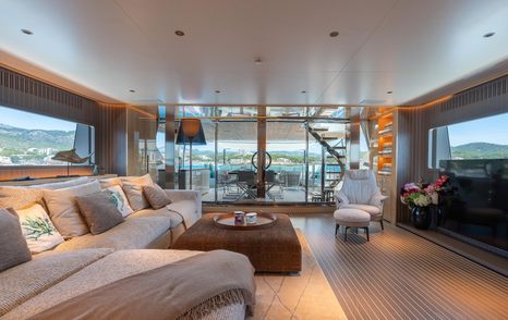 Sanlorenzo motor yacht Kia Ora upper saloon lounge area 