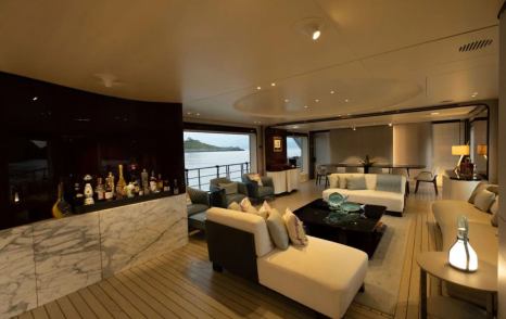 Superyacht Love T main saloon lounge and dining area