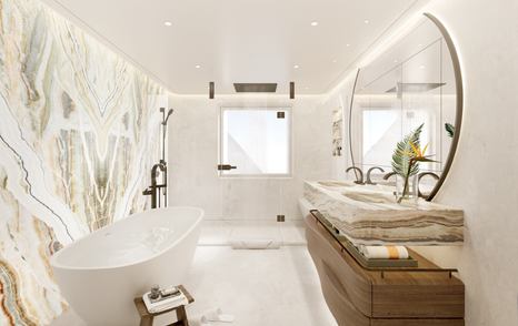 QU2 master en suite with marble interior