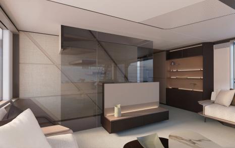 Rendering of Princess X90 motor yacht salon 