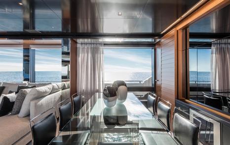 The main saloon on board a Riva Argo 90