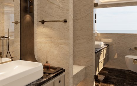 Rendering of Moonen 122 Martinique Superyacht master cabin ensuite